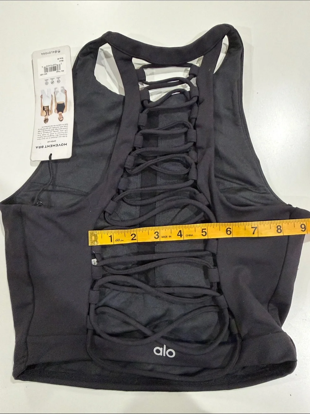 ALO Yoga Black High-Neck Strappy Back Sports Bra